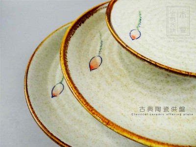 古典陶瓷供盤 (繪蓮款) 15.3cm - 小