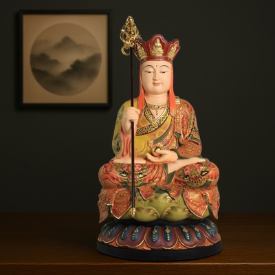 極彩地藏菩薩｜地藏王菩薩｜極彩神像｜慈悲願力｜超薦度亡｜佛堂供奉｜藏傳佛教｜神像擺件