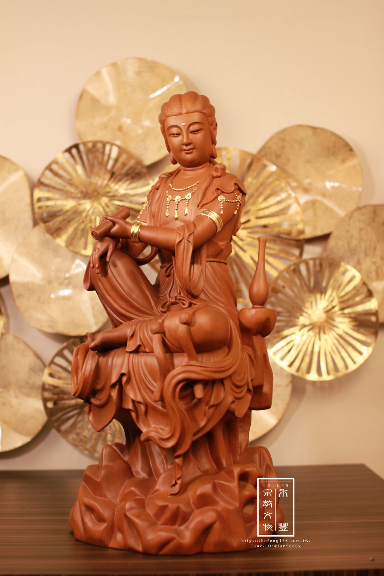 佛像 經文 持經觀音/ 自在體-描金/ 尺六111111-禾豐宗教文物